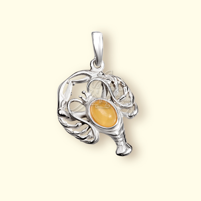 Подвеска Посеребрение, янтарь